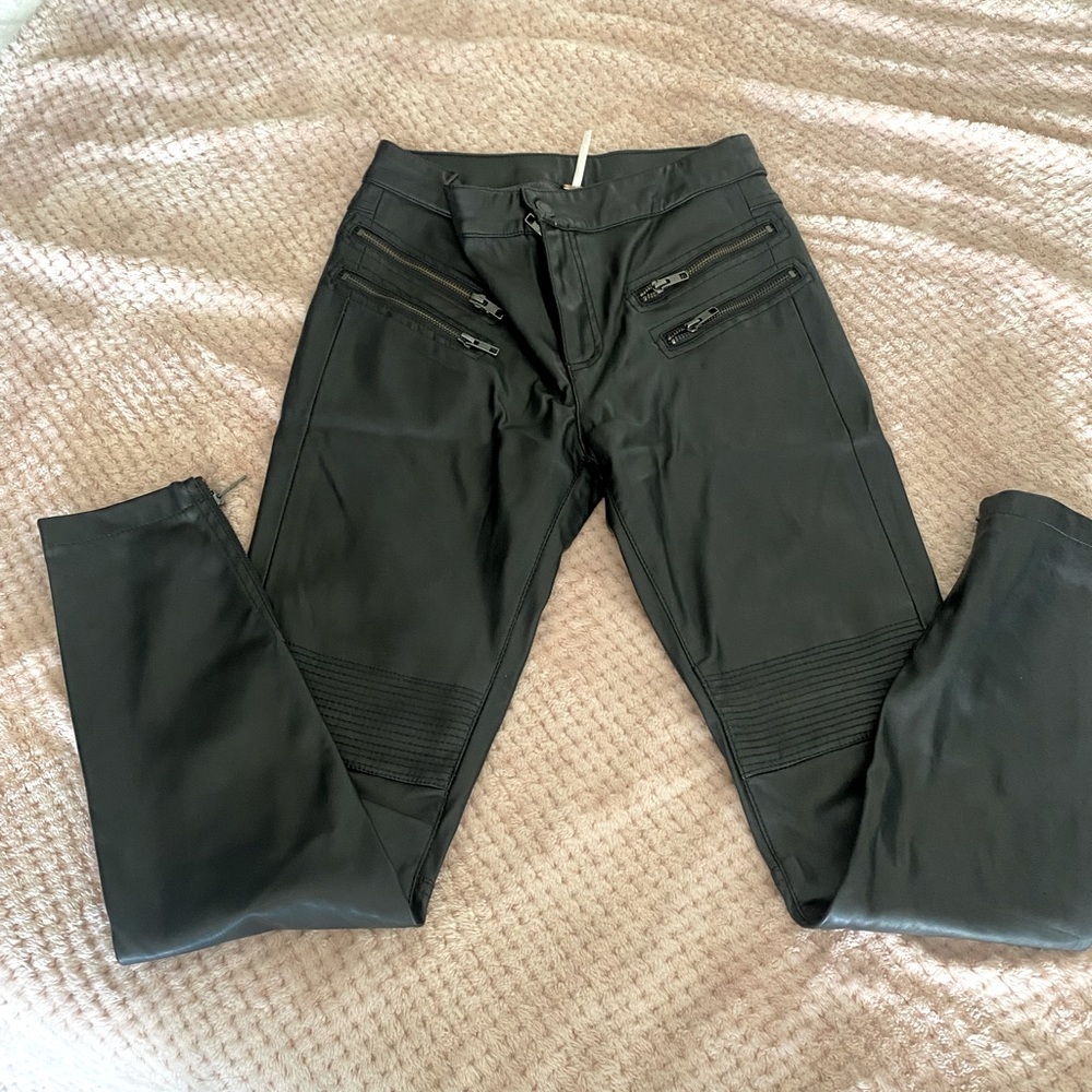 Free People Vegan leather motorcycle pant, Size 2